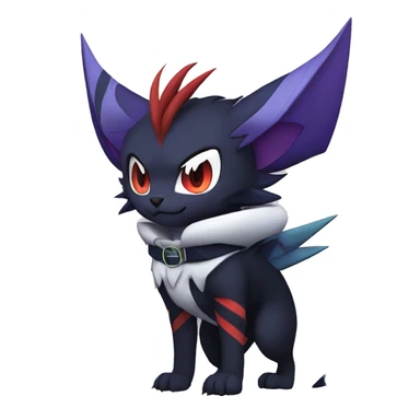 Cool Anthro Dark Absol-Noivern-Quilava-Litten-Pokémon with edgy stripes hoodie spiked collar punk Full Body sticker