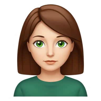 middle age woman with green eyes and shoulder length straight brown hair sticker