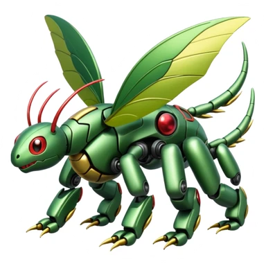 Cyber-robot-mecha-Caterpie-Flygon-Scyther-fusion sticker