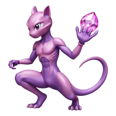 Pokemon legendary purple and pink crystal mewtwo sticker