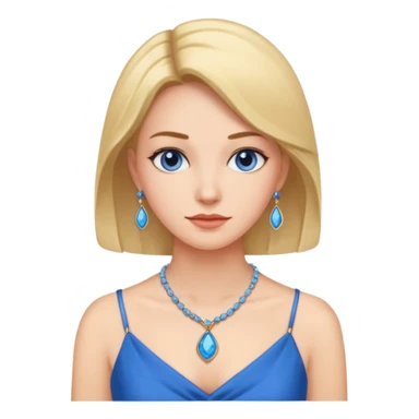woman with blue dress and necklace sticker