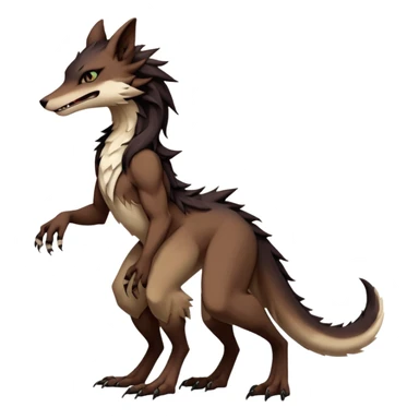 Brown and beige badass elegant wild beautiful natural cute badass epic anthro modern sergal-vernid-creature, full body, dark-brown-black-gradient pretty hair, dark-brown fingers & toes, outside, modern, aesthetic, art by LiLaiRa, art by art by Falvie sticker