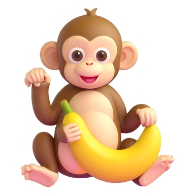 baby monkey peeling a banana sticker