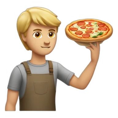a nordic man making a pizza sticker