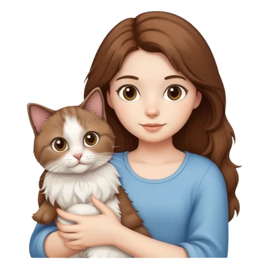 brown-haired girl holding a ragdoll cat sticker