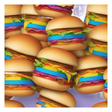 Mini burgers presented as the color of the rainbow on a long plate  sticker