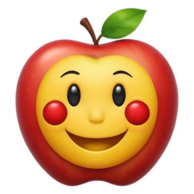 smiley face is eating apple  sticker