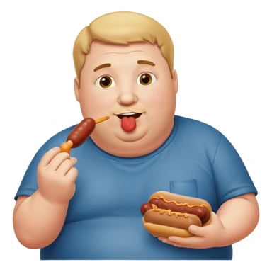 Fat white guy sucking on a sausage in mouth  sticker