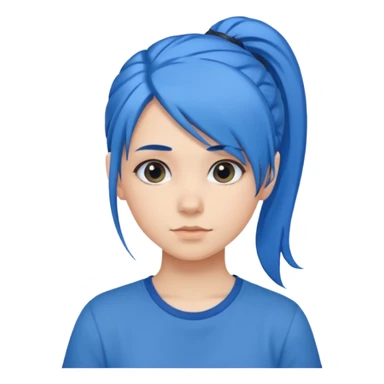 chica con pelo azul colita de costado sticker