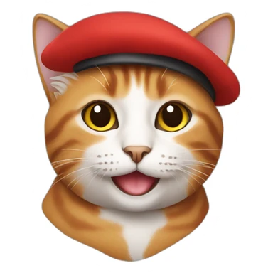 A cat wearing a red beret sticker