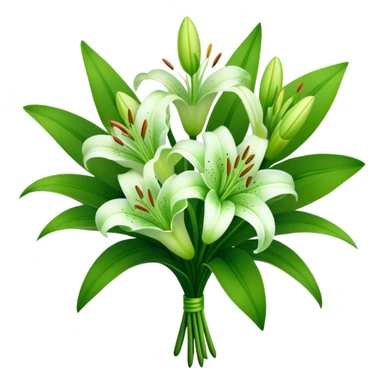 bouquet Soft Green Lily, luxuriant, leaf, bud sticker