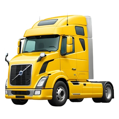 Volvo sleeper semi truck bright yellow side view sticker