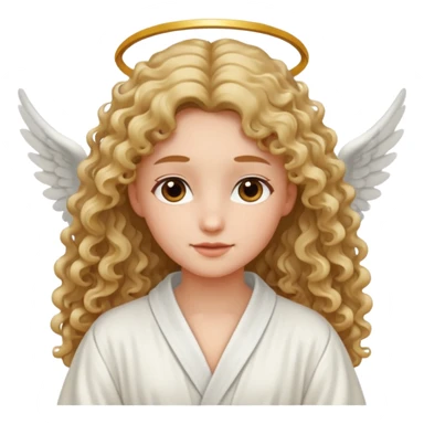 Gentle angel with long curls and cloud background sticker