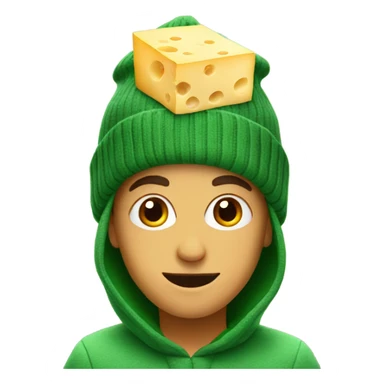 Cheese wearing a green beanie sticker
