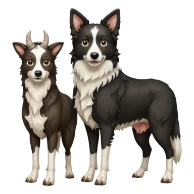 A black and white border collie werewolf, standing on her hind legs, holding a cow's hoof. sticker