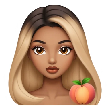 Glamourous, light brown skin tone, very beautiful girl, with big plump peach-beige lips, long long lashes, black straight smooth silky long hair, straight parting hair, brown eyes sticker