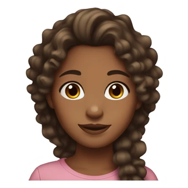 Girl brown skin girl with dark brown hair,brown eyes with curly hair at the neck sticker
