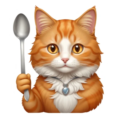 cat holding a silver spoon sticker
