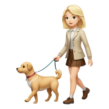 Blonde girl walking dog sticker