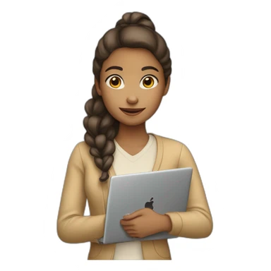 IT light tan skin girl student holding laptop sticker