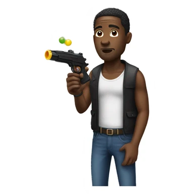 Black man with toy squirt shooter  sticker