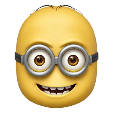 minion emoji close up, menacing smile, villainous expression sticker