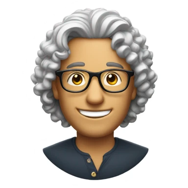 saludating face emoji, emoji use cartier lens glasses and curly hair man sticker
