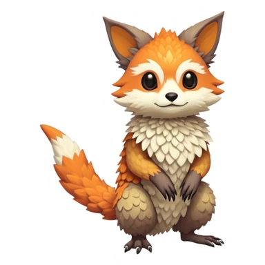 lush warm-colored Fakémon-Trico-creature (full body) sticker