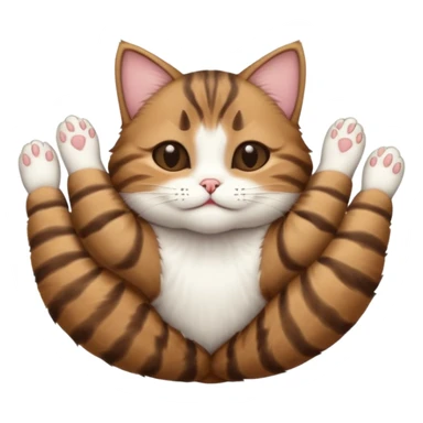 dark brown tabby and white cat in funny positions upside down with eyes closed sticker