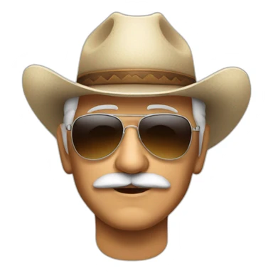 Hispanic old man with with mustache, sunglasses aviator and cowboy hat sticker