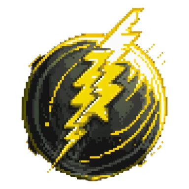 Glowing yellow orb with speed lines, color #eab308 with lighter glow, motion lines, lightning bolt symbol, dynamic energetic appearance, 32x32 pixels sticker