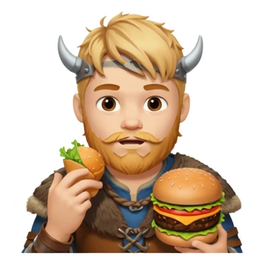 boy viking eating burger sticker