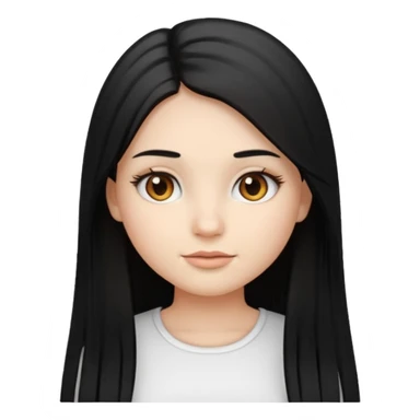 make a girl emoji with straight long black hair and blonde highlights and brown eyes with pretty eyelashes wearing a white top sticker