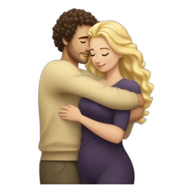 White man with dark curly hair hugging a blonde curvy woman sticker