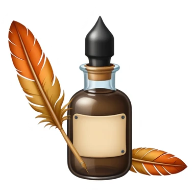 feather quill and ink bottle sticker