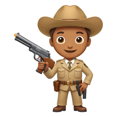 Cartoon character named Doddieman holding a gun sticker