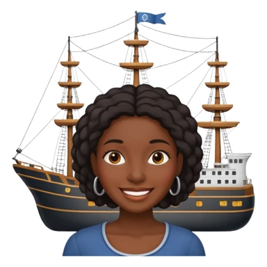 A black women with a ship for a head sticker