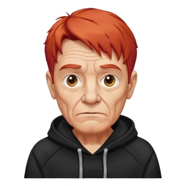 old man with red hair and black hoodie sticker