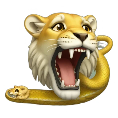Un serpent qui mange un lion sticker