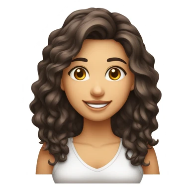 mulher morena um pouco gordinha com olhos grandes cabelo liso curto sorriso largo sticker