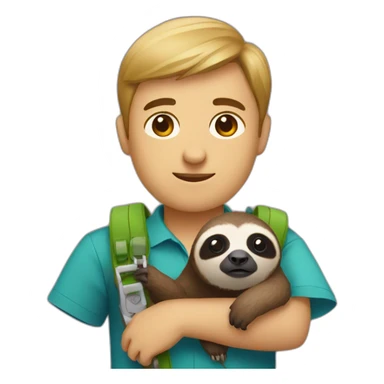 software engineer with a sloth around the neck sticker