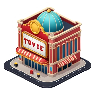 movie theater exterior isometric sticker