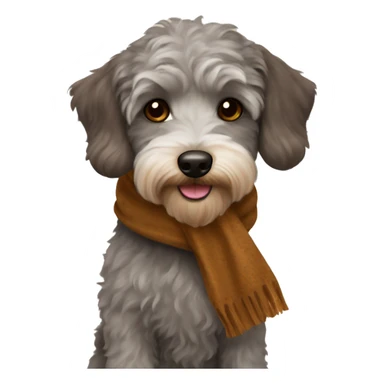 Schnoodle dog with brown scarf sticker