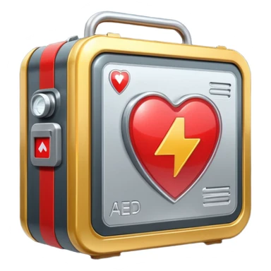 sci-fi AED box, metallic with sparkling highlights sticker