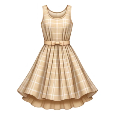 pastel beige plaid spring dress floating in the air sticker