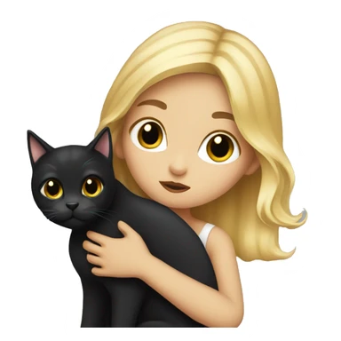 Blonde girl kissed black cat  sticker