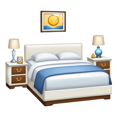 bedroom with white walls, bed, nightstand and dresser sticker