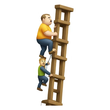 Fat man climbing tower sticker