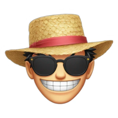 Fire emoji with a Monkey D Luffy straw hat & do Doflamingo glasses sticker