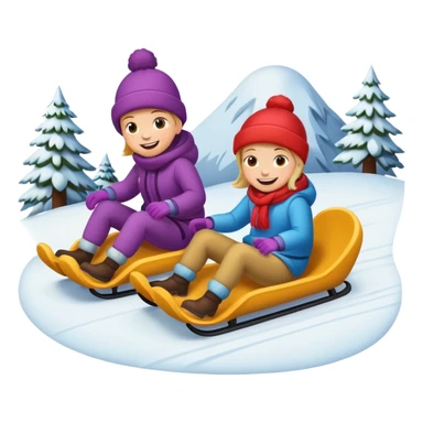 Kids Sledding snowy hill sticker
